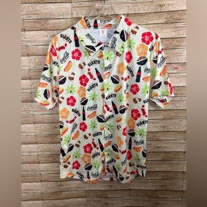 San Francisco Giants Shirt Men  Off White Orange Coca Cola Hawaiian Food Print M